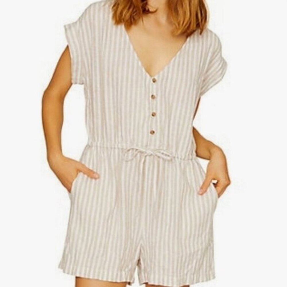 Sanctuary Linen blend White and Biege Romper Size Large
